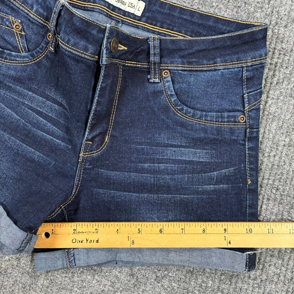 Cielo Jeans USA Womens Denim Shorts Size L Dark Wash Cuffed Stretch Low Rise - Picture 8 of 9